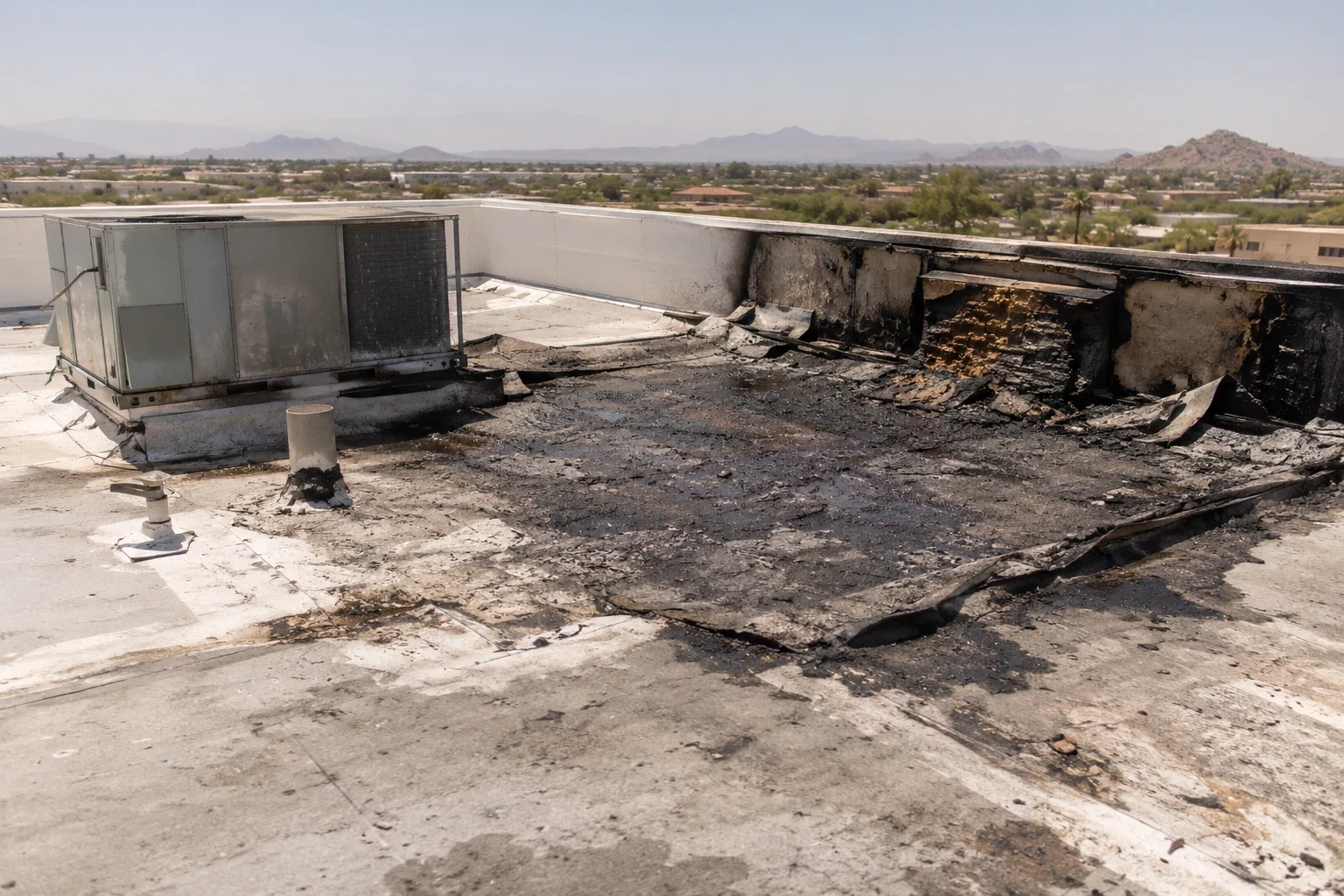 Commercial Roof Fire Damage Repair in Rio Rancho, NM